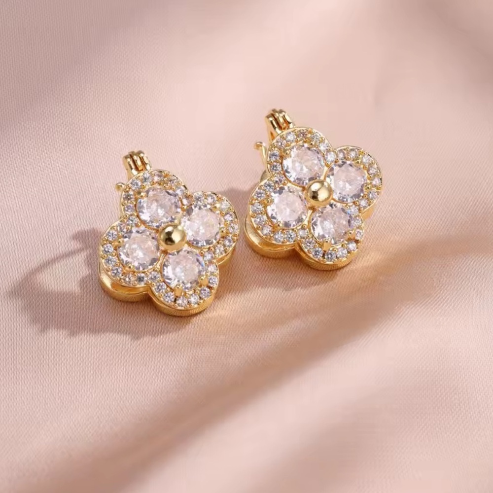 Alhambra Gold Crystal Floral Earrings